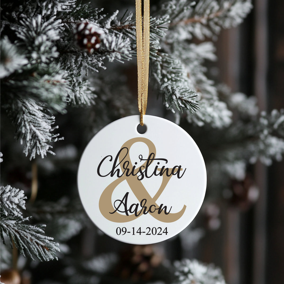 Personalized Couples Christmas Ornament for Engagement, Wedding or New Couple Gifts with Gift Box