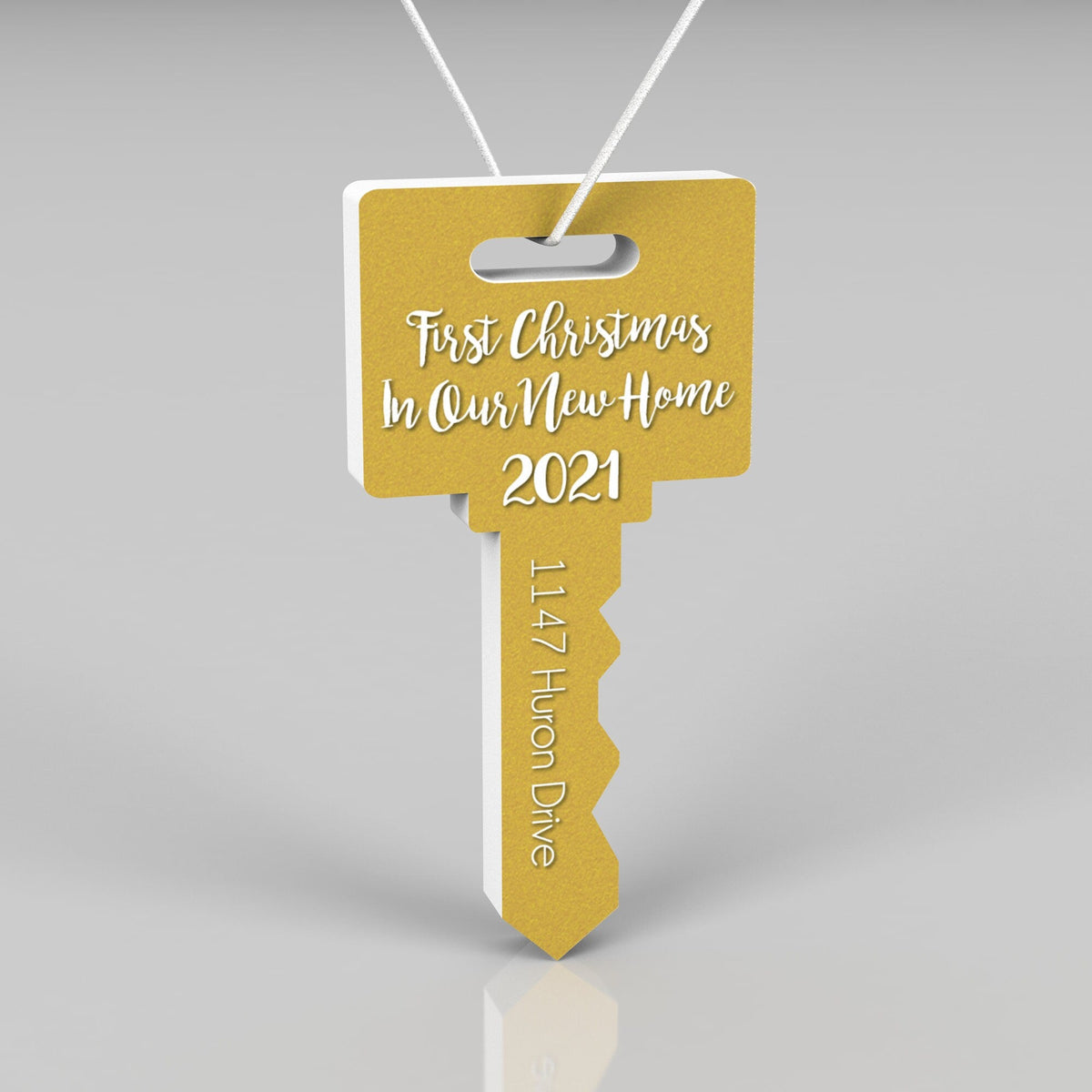 New Home Christmas Ornament, Personalized Ornament, Key Shape Christmas Ornament, Housewarming Gift