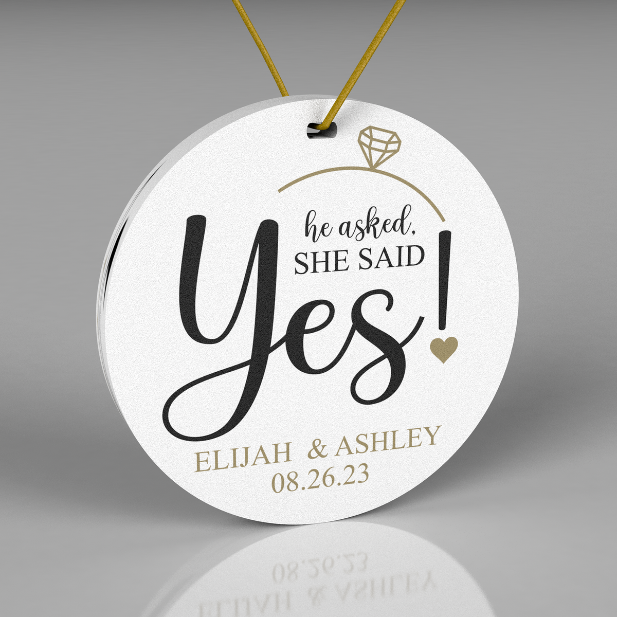 Engagement Keepsake Christmas Ornament. He Asked, She Said Yes Ornament