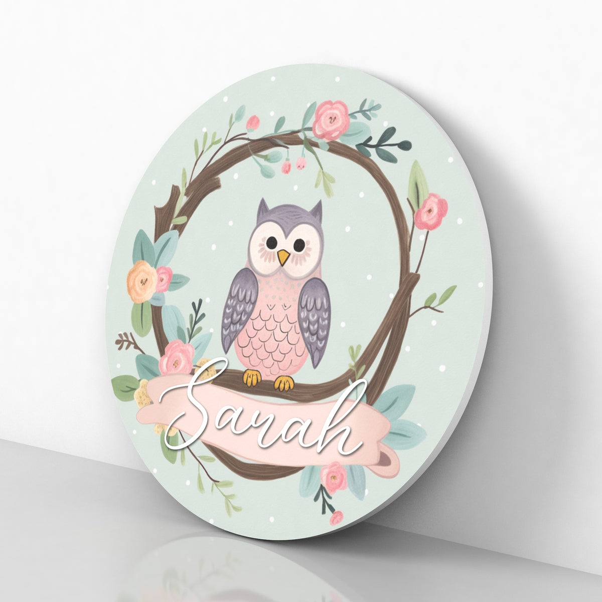 Personalized Name Sign with Woodland Owls - Name Sign for Baby Girl Nursery Wall - Newborn Girl Gift Idea