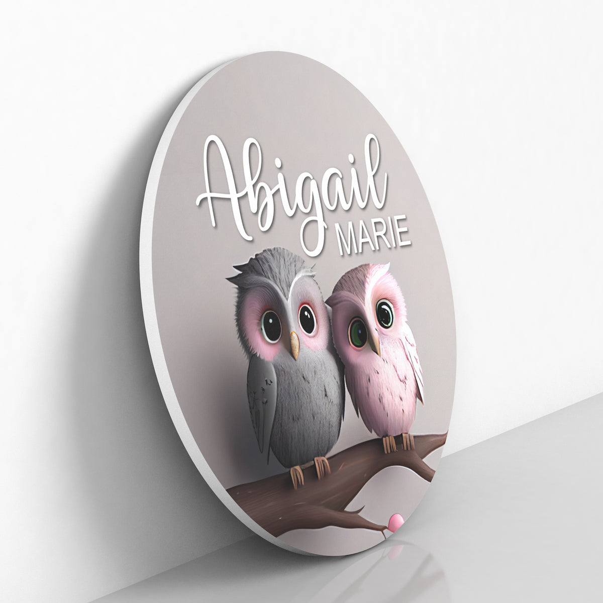 Personalized Name Sign with Woodland Owls - Name Sign for Baby Girl Nursery Wall - Newborn Girl Gift Idea