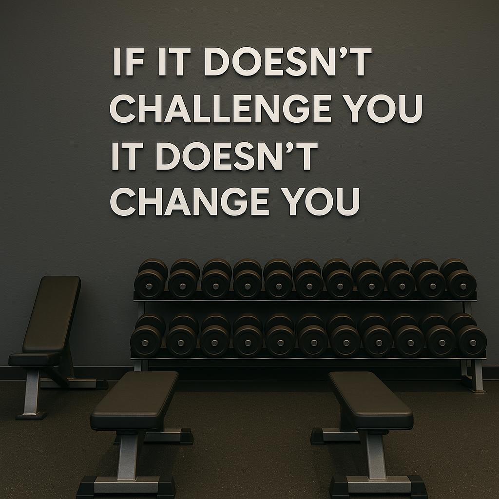 Gym Decor Wall Sign PVC Wall Letters for Home Gym, Fitness Studio & Workout Room "If It Doesn't Challenge You It Doesn't Change You"