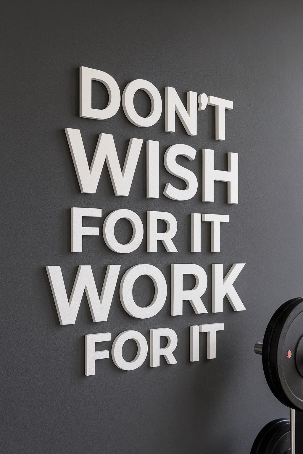 Don't Wish For It Work For It | 3D Gym Wall Quote | PVC Motivation Sign | Home Gym Decor | Fitness Room Wall Letters | Workout Inspo Gift