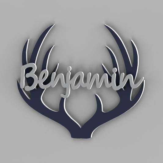 Antlers with Personalized Name - Farmhouse Nursery Sign - Personalized Name Sign for Nursery