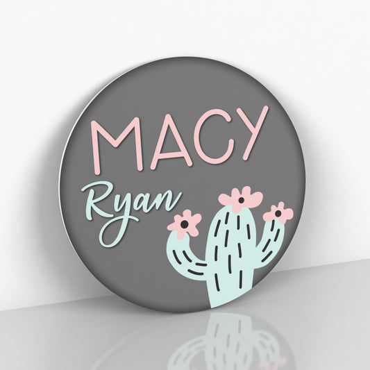 Cactus Name Sign for Nursery Decor Wall Art - Personalized Name Sign for Girls - Girls Cactus Nursery Decor