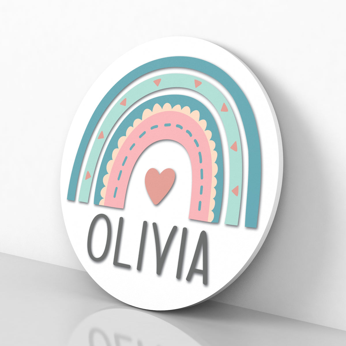 Rainbow Name Sign - Baby Girl Personalized Rainbow Name Sign - Round Rainbow Nursery Sign
