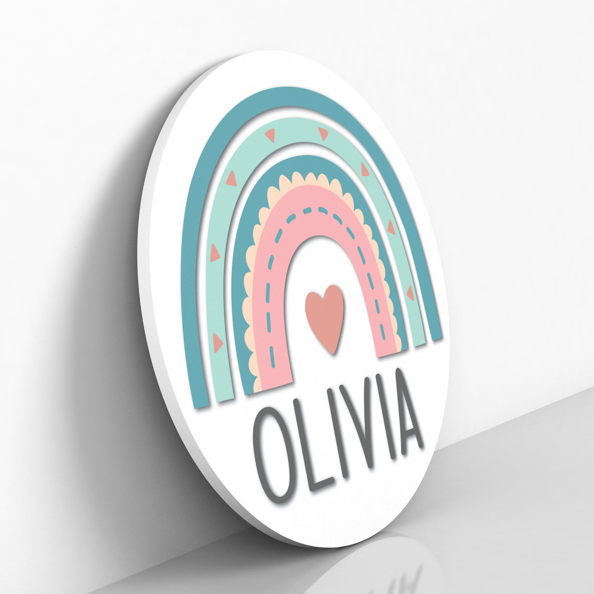 Rainbow Name Sign - Baby Girl Personalized Rainbow Name Sign - Round Rainbow Nursery Sign