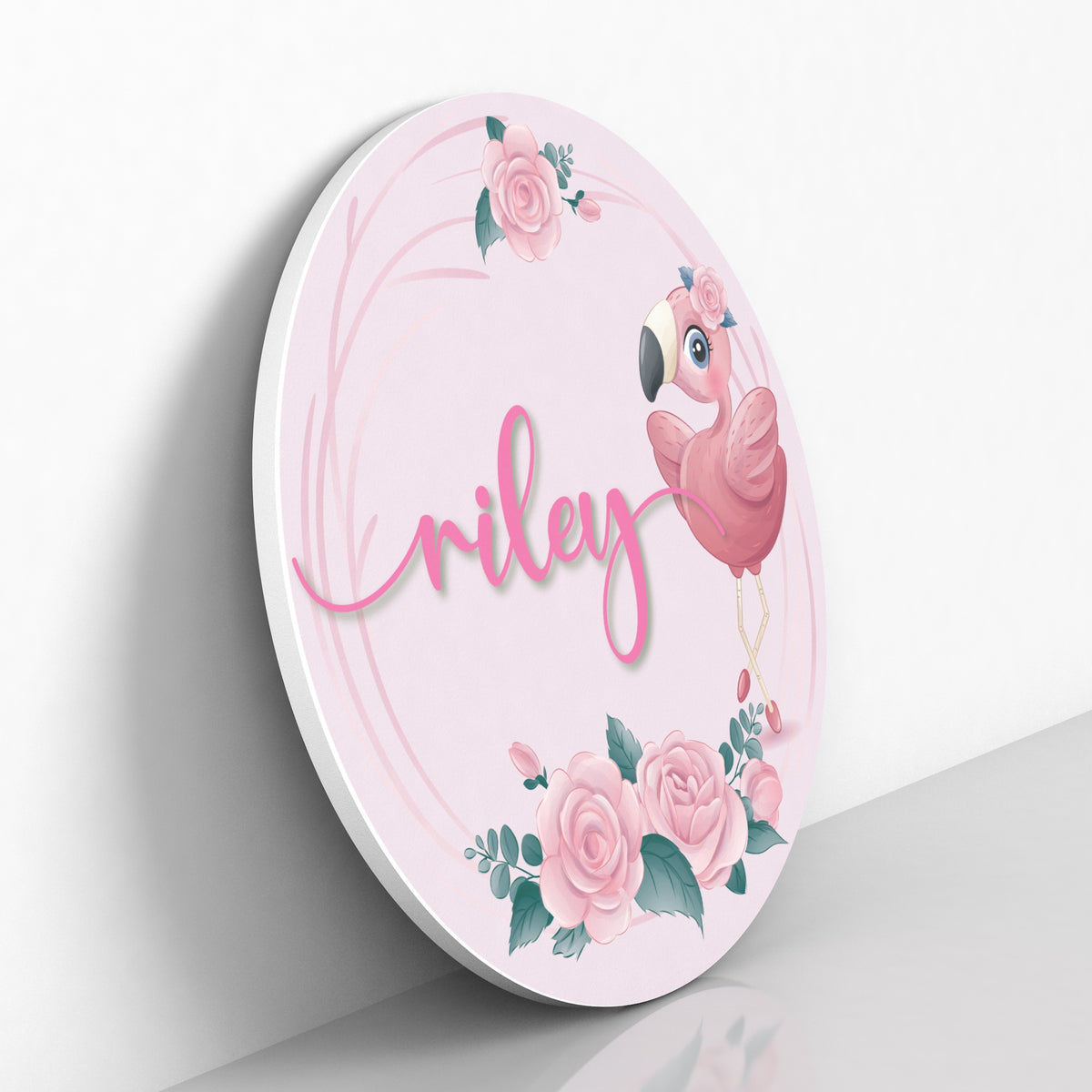 Name Sign for Baby Girl Bedroom, Floral and Flamingo Nursery Name Sign, Nursery Wall Art, Baby Girl Nursery