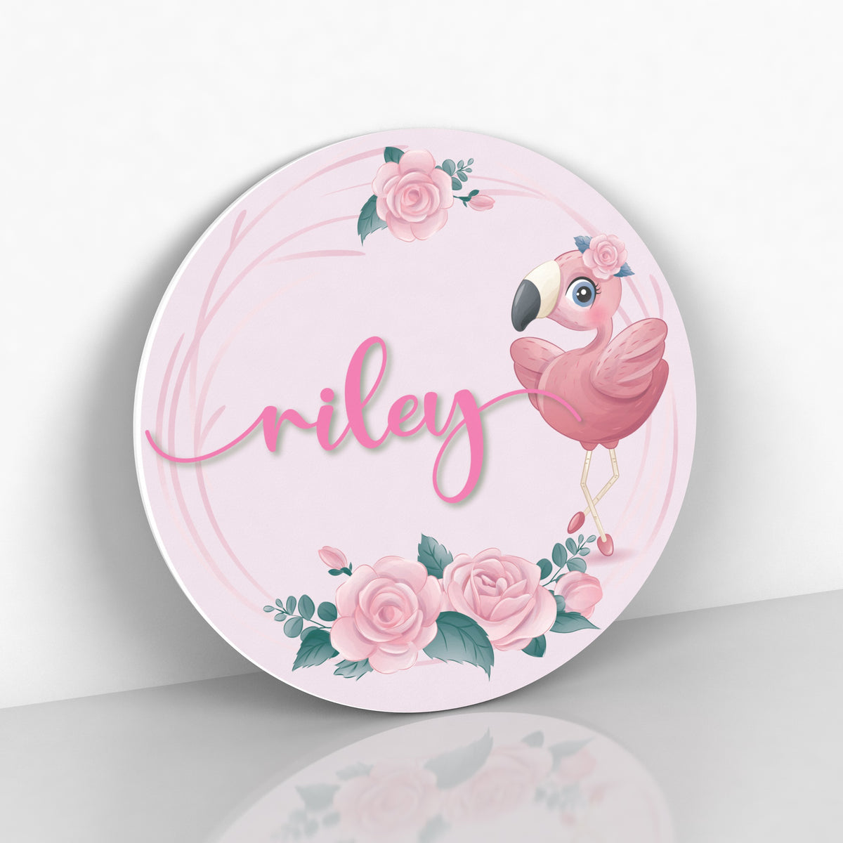 Name Sign for Baby Girl Bedroom, Floral and Flamingo Nursery Name Sign, Nursery Wall Art, Baby Girl Nursery
