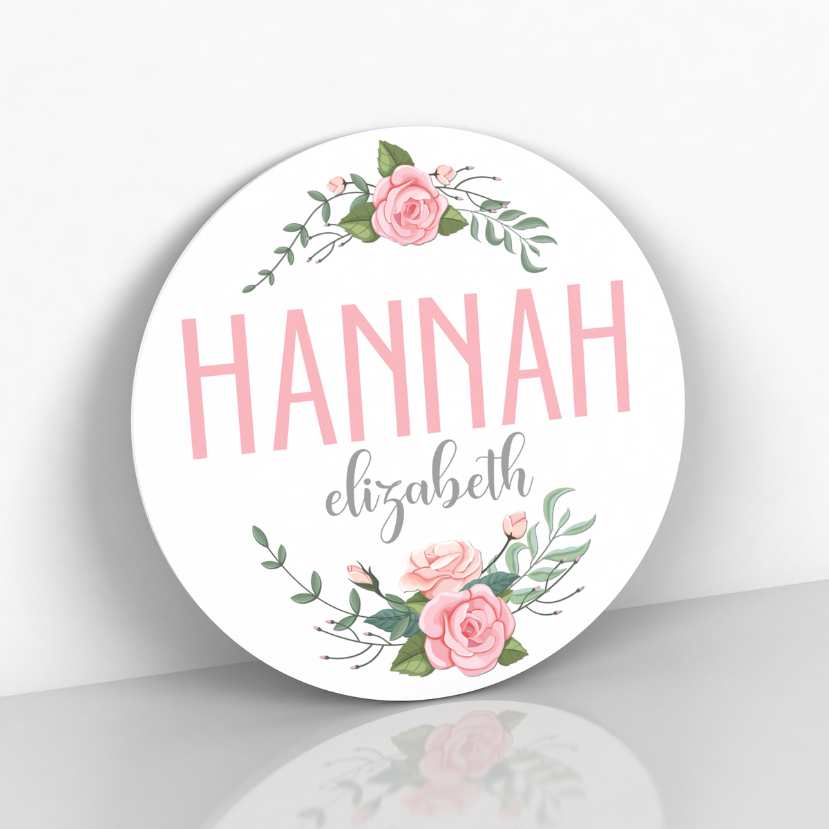 Nursery Name Sign for Girl Floral- Round Floral Name Sign