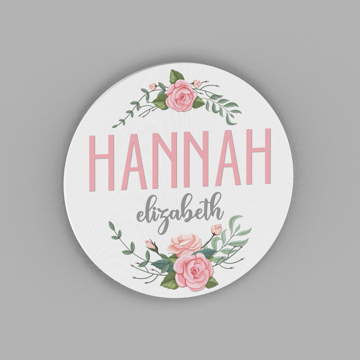 Nursery Name Sign for Girl Floral- Round Floral Name Sign