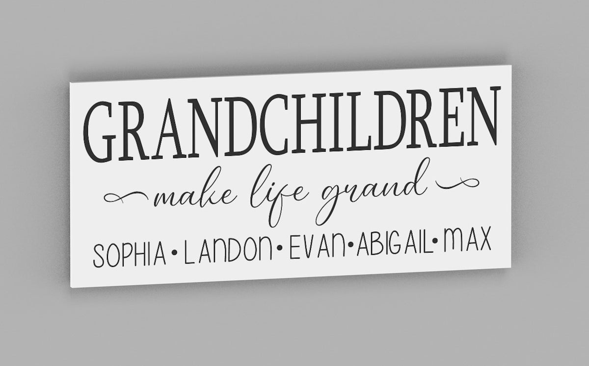 Personalized gift for Grandparents - Grandkids Name Sign - Grandchildren Make Life Grand