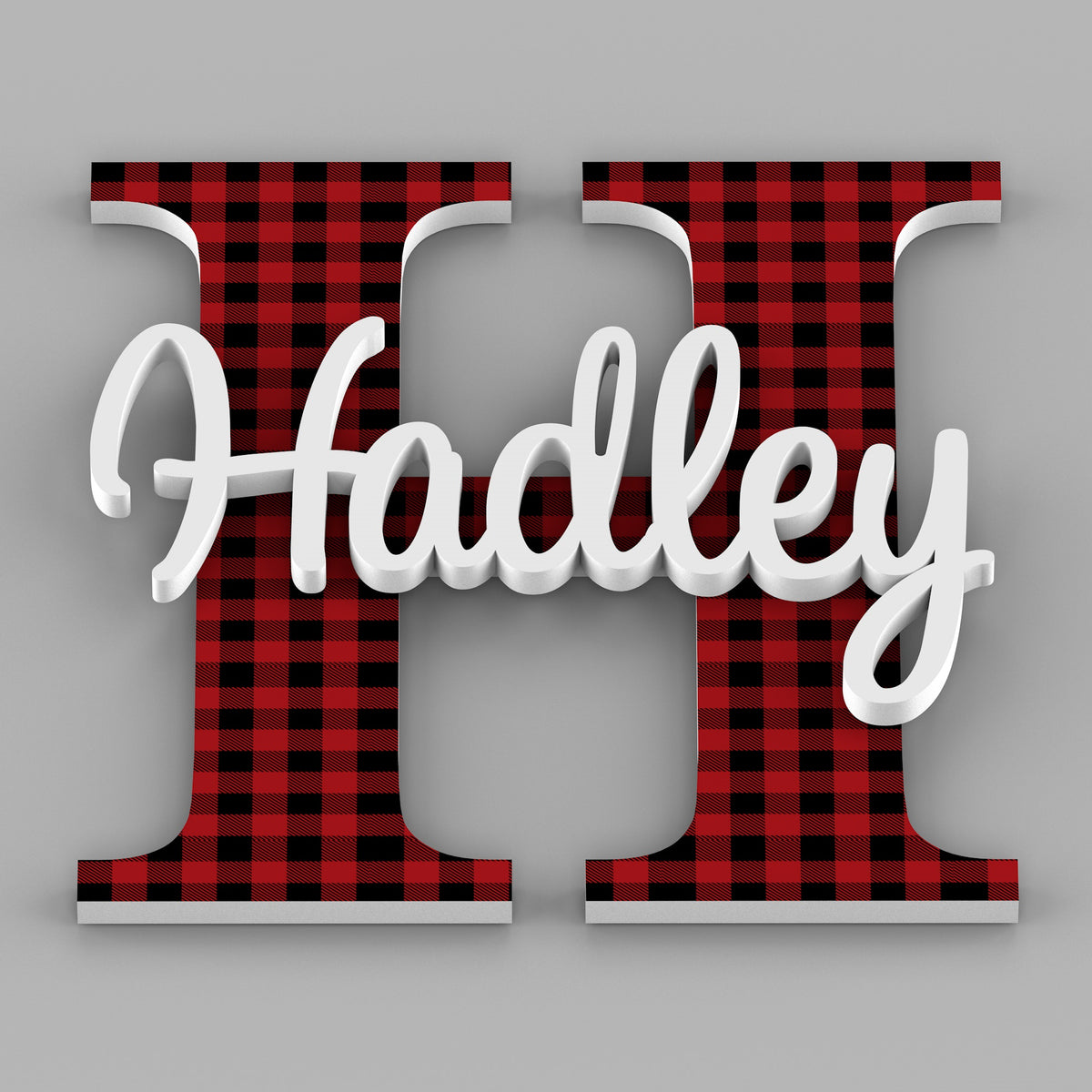Plaid Capital Letter with Name Sign