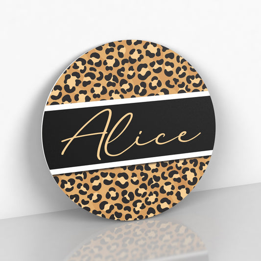 Leopard Print Name Sign - Personalized Name Sign - Leopard Home Decor