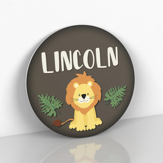 Lion Theme Nursery Name Sign - Safari Nursery Personalized Baby Name Sign