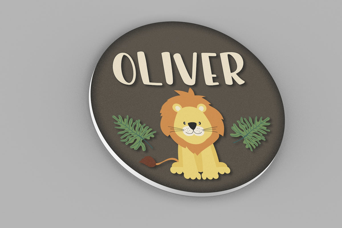Lion Theme Nursery Name Sign - Safari Nursery Personalized Baby Name Sign