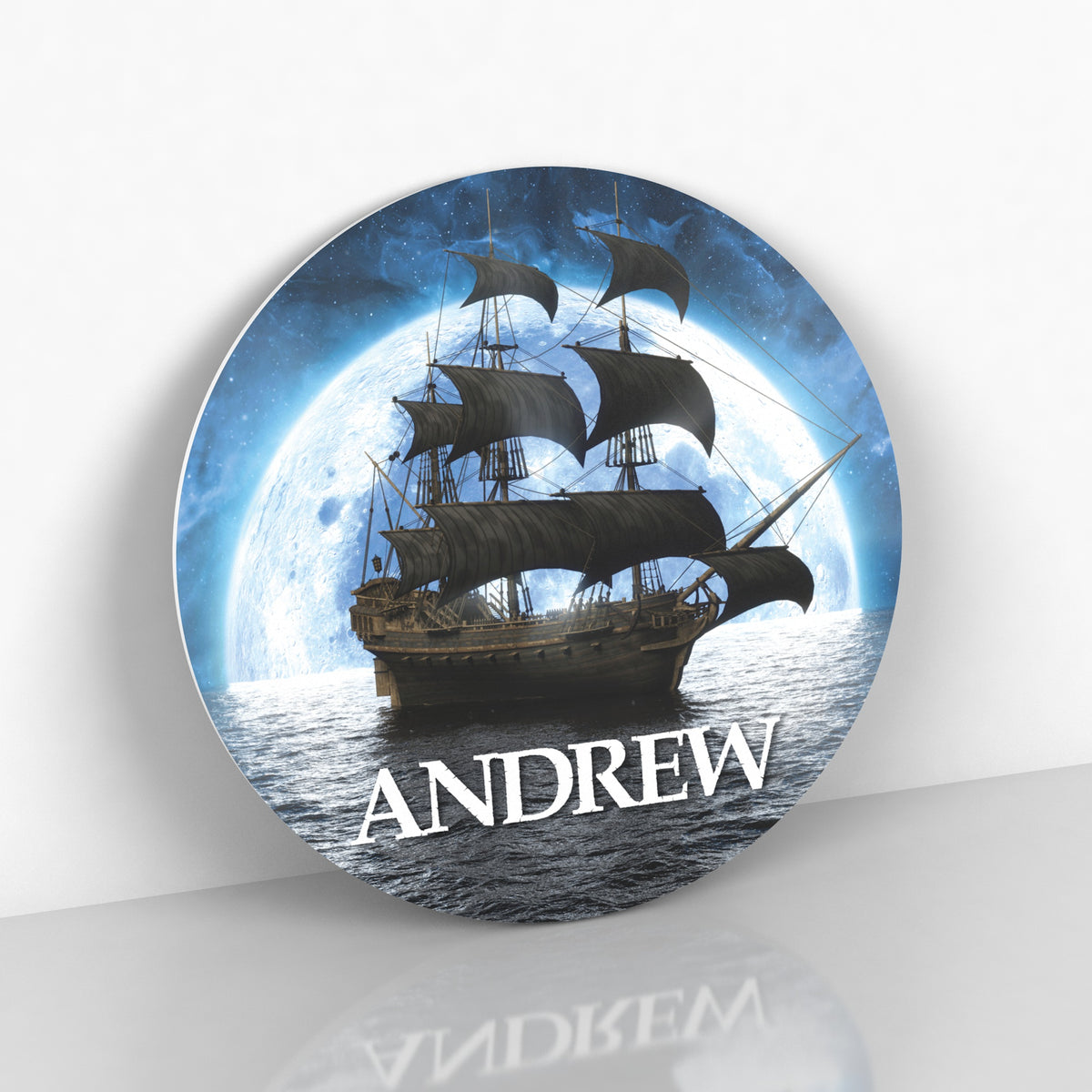 Round Personalized Pirate Themed Name Sign For Kids
