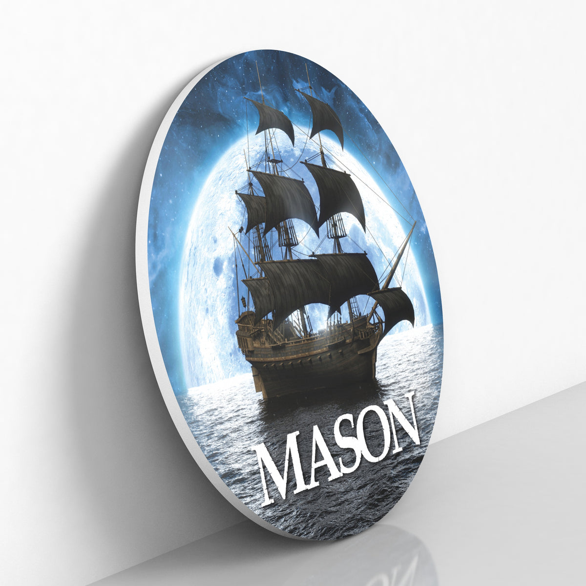 Round Personalized Pirate Themed Name Sign For Kids