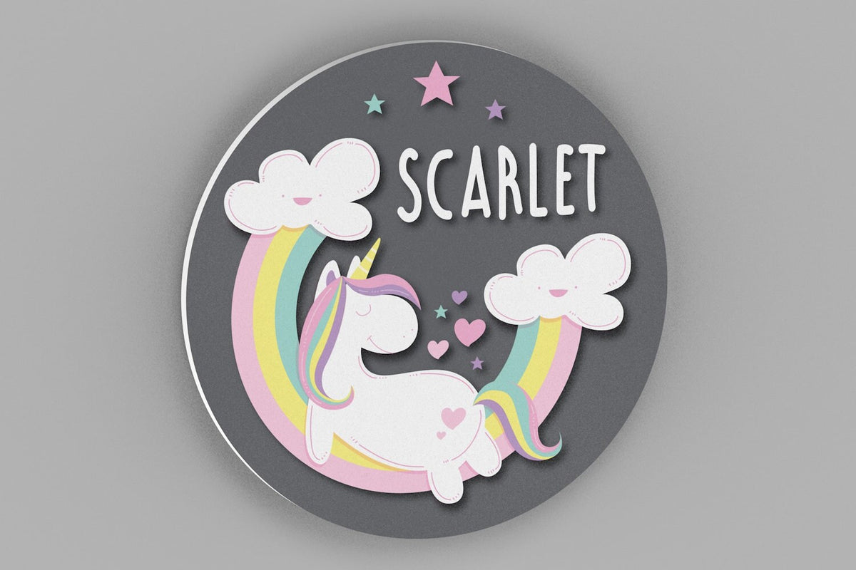 Unicorn Wall Decor, First Birthday Gift, Round Personalized Name Sign, Baby Girl Nursery Decor, New Baby Gift, Baby Shower Gift, Baby Girl