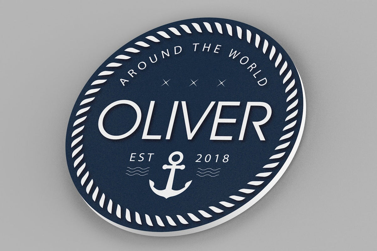 Round Name Sign, Nautical Nursery Decor, Baby Name Sign, Nursery Art, Nursery Name Sign, Baby Boy Nursery, Nursery Wall Decor, Baby Boy Gift