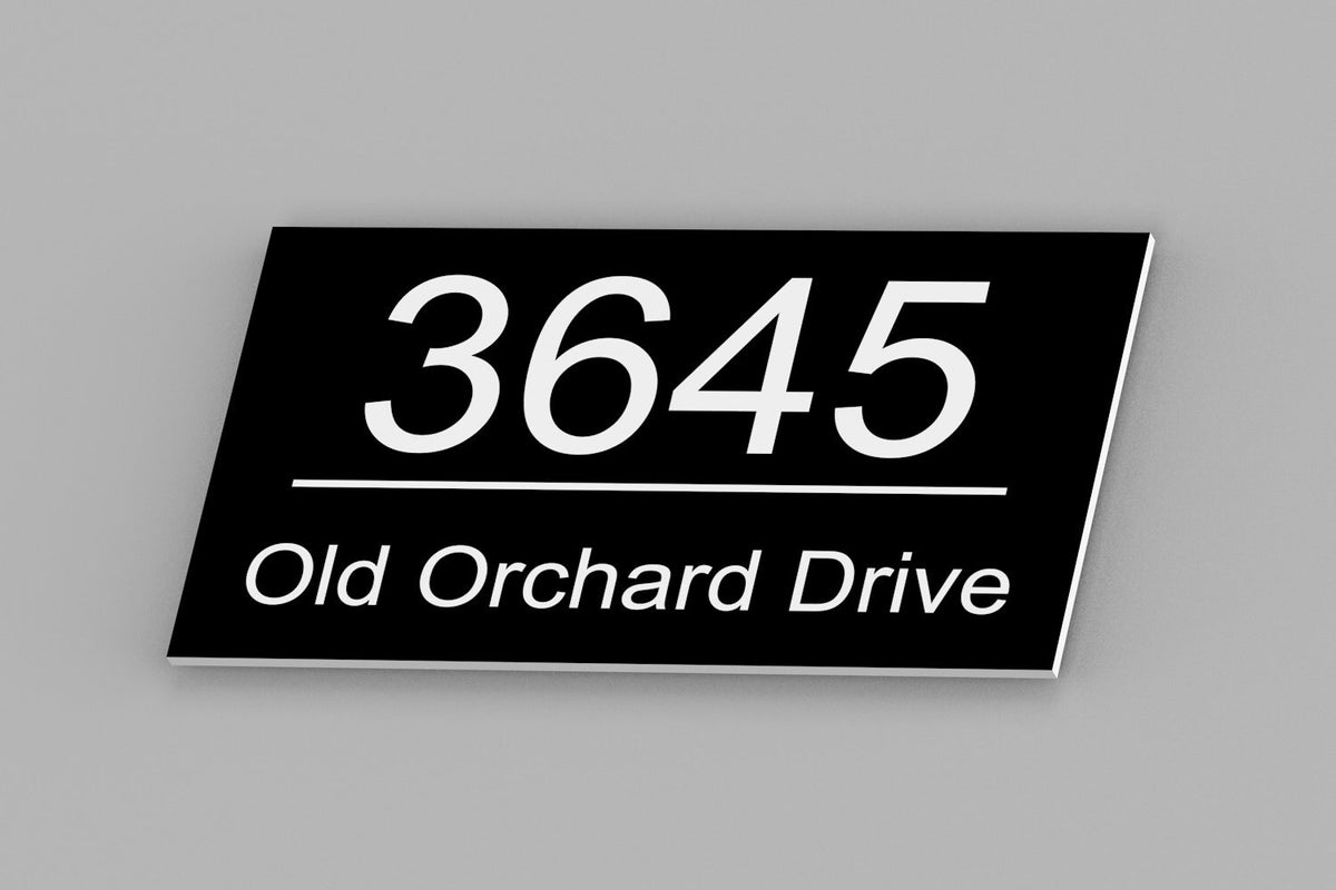 Modern Address Plaque, House Number and Street Sign