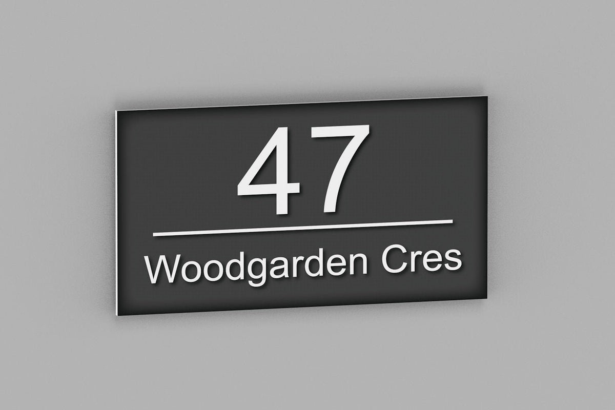 Modern Address Plaque, House Number and Street Sign