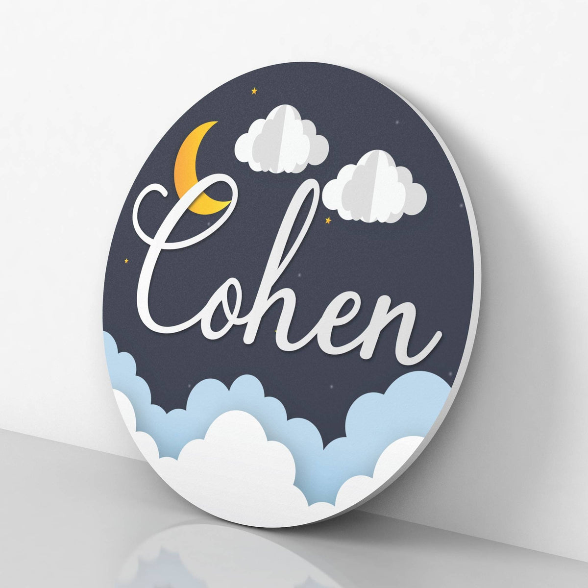 Round Personalized Name Sign, Night Sky Theme Nursery Decor, Bedroom Decor