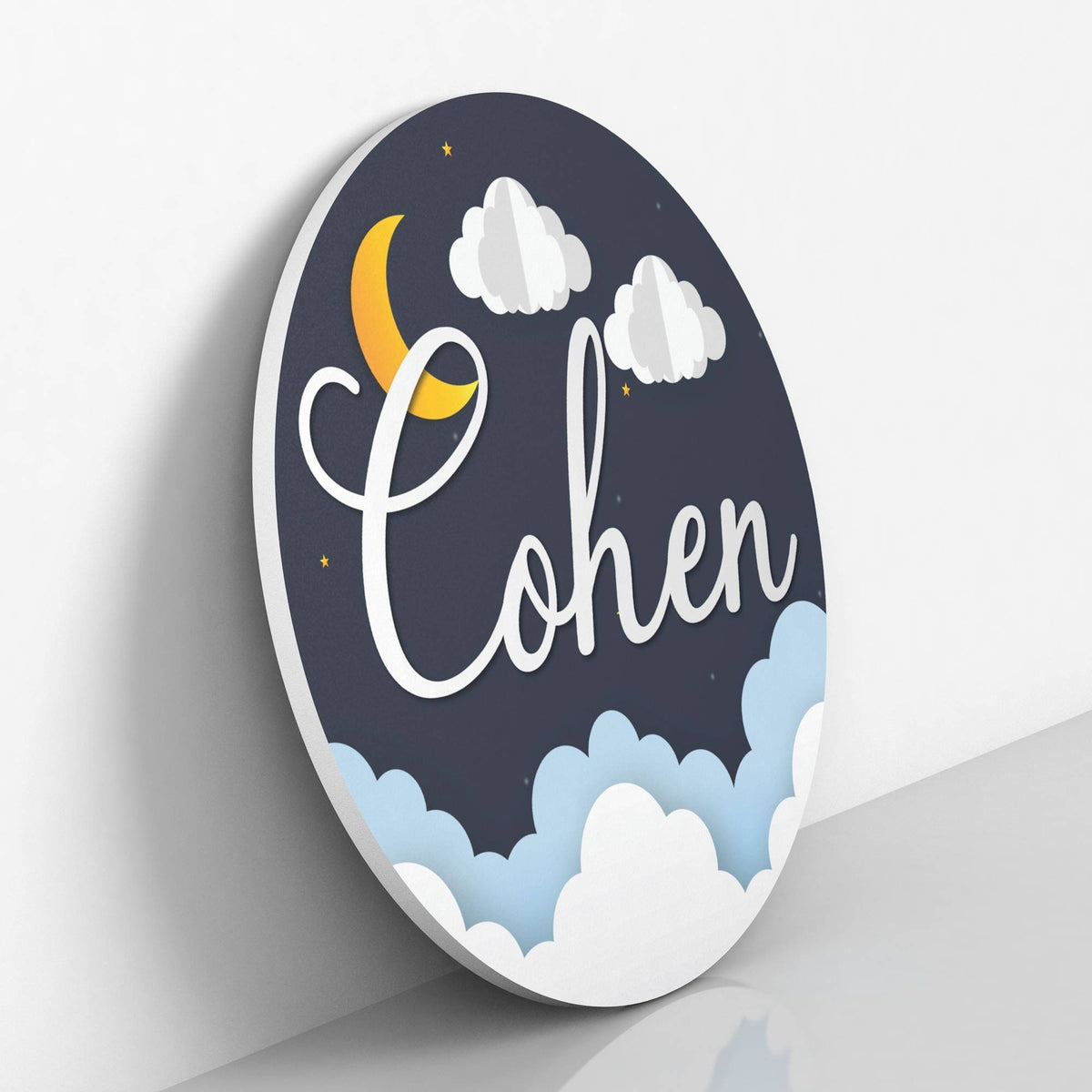 Round Personalized Name Sign, Night Sky Theme Nursery Decor, Bedroom Decor